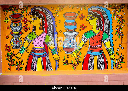 Pferd Reiten König, Painted Wall anlässlich des "Pahela Boishak, die Bengali New Year. © Jahangir Alam Onuchcha / Alamy Stockfoto