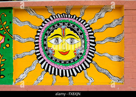 Pferd Reiten König, Painted Wall anlässlich des "Pahela Boishak, die Bengali New Year. © Jahangir Alam Onuchcha / Alamy Stockfoto