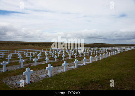 Argentinien-Friedhof in Darwin auf den Falklandinseln. Stockfoto