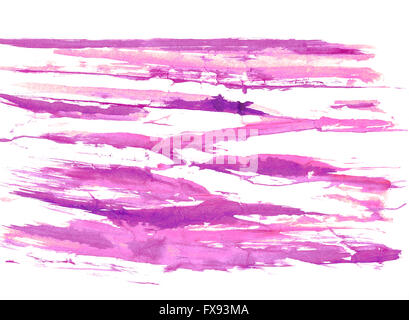 Textur-Aquarell Abstriche in lila-rosa Tönen Stockfoto