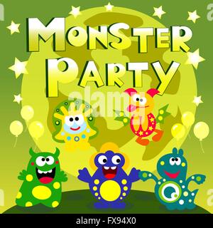 Monster Party Plakat Stock Vektor