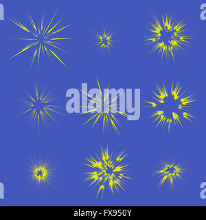 Explodieren Sie, Blitz, Explosion Cartoon, Sterne platzen Stockfoto