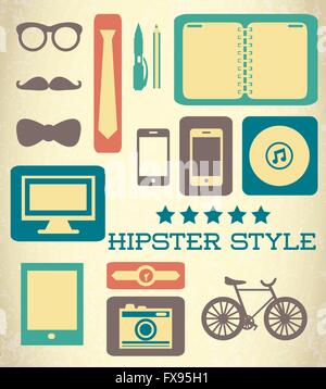 Flache Hipster Satz von Web-Elementen Stock Vektor