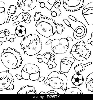 Doodle-Kinder-Gesichter-Muster Stock Vektor