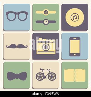 Hipster-iconset Stock Vektor