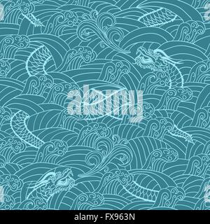 Asiatische Muster mit Drachen-Hintergrund Stock Vektor