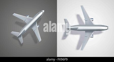 Fliegende Flugzeug Symbole auf schwarz und weiß Stock Vektor