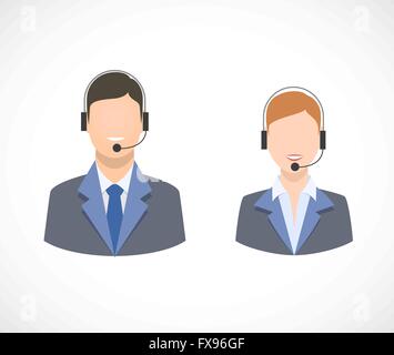 Rufen Sie Mittelstütze Personal Personal Symbole Stock Vektor