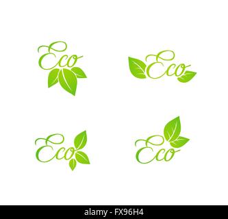 Reihe von grünen Blatt Eco Konzept icons Stock Vektor