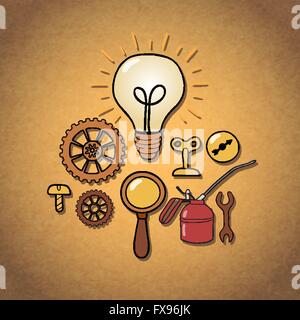 Satz von Retro-Maschinenteile Stock Vektor