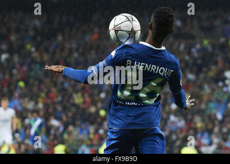 Madrid, Spanien. 12. April 2016. Bruno Henrique (vorwärts; VfL Wolfsburg) in Aktion während der UEFA Champions League Viertelfinal-Rückspiel Fußballspiel zwischen Real Madrid Vs Wolfsburg im Santiago Bernabeu auf 12. April 2016 in Madrid Credit: Jack Abuin/ZUMA Draht/Alamy Live News Stockfoto