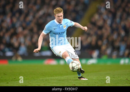 Manchester, UK. 12. April 2016. UEFA Champions League, Viertelfinale, Rückspiel. Manchester City gegen Paris Saint-Germain. Kevin De Bruyne (Mann) Credit: Action Plus Sport Bilder/Alamy Live News Stockfoto