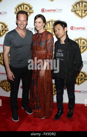 Las Vegas, NV, USA. 12. April 2016. Patrick Wilson, Vera Farmiga, James Wan (Regisseur) in die Teilnehmerliste für Warner Bros. CinemaCon 2016 Veranstaltung, Caesars Palace, Las Vegas, NV 12. April 2016. Bildnachweis: James Atoa/Everett Collection/Alamy Live-Nachrichten Stockfoto