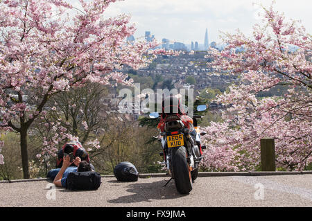 Menschen, die genießen sonnigen Wetter im Alexandra Palace, London England Vereinigtes Königreich UK Stockfoto