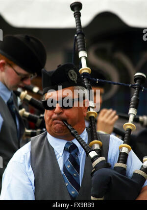 Ein Dudelsackspieler spielt bei der konstituierenden Highland Games in Myrtle Beach, South Carolina. Fotografierten 19. März 2016 Stockfoto