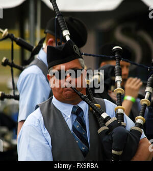 Ein Dudelsackspieler spielt bei der konstituierenden Highland Games in Myrtle Beach, South Carolina. Fotografierten 19. März 2016 Stockfoto