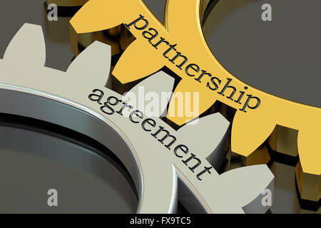Partnership-Abkommen-Konzept auf die Zahnräder, 3D rendering Stockfoto