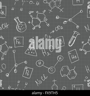 Chemie Kritzeleien nahtlose Muster Stock Vektor