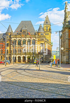 Gerichtsgebäude von Bremen in Deutschland. Es ist namens Landgericht und aufgesetzt Domsheide Platz in der alten Stadt Bremen. Es ist im Renaissance-Stil gemacht. Leute aus deiner Umgebung Stockfoto