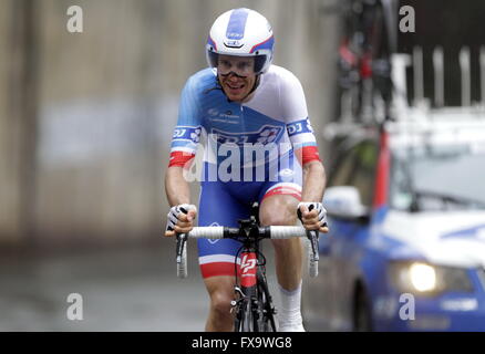 Eibar, Spanien, 9. April 2016 Sebastien Reichenbach im Zeitfahren gegen Eibar - Eibar der Baskenland-Rundfahrt Stockfoto