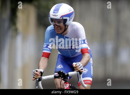 Eibar, Spanien, 9. April 2016 Sebastien Reichenbach im Zeitfahren gegen Eibar - Eibar der Baskenland-Rundfahrt Stockfoto