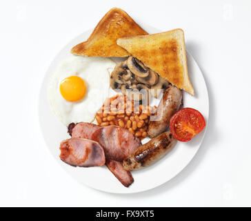 Fried Frühstück auf weißen Teller Stockfoto