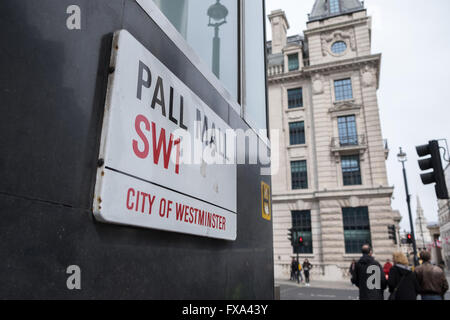 Pall Mall Zeichen SW1 City of Westminster London Stockfoto