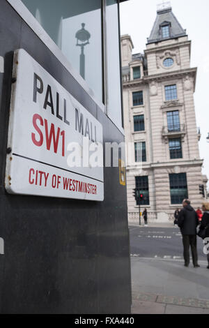 Pall Mall Zeichen SW1 City of Westminster London Stockfoto