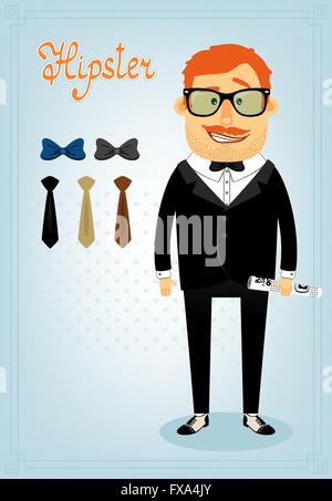 Hipster-Charakter-Set für Business-Mann Stock Vektor