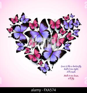 Bunte Schmetterlinge Herz Form Muster Stock Vektor
