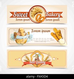 Bäckerei hand gezeichneten Banner Stock Vektor