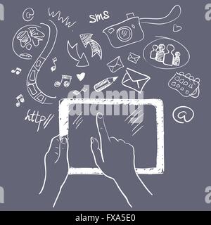 Handspiel Touchscreen Skizze Stock Vektor