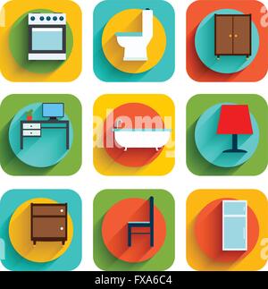 Haus Inneneinrichtung Symbole Stock Vektor