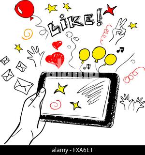 Handskizze Touchscreen soziale Stock Vektor