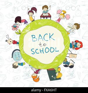 Kinder Schule Emblem Skizze Plakat Stock Vektor