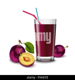 Pflaume Saft Glas Stock Vektor