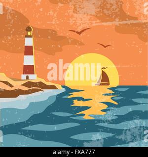 Retro Poster Meer Stock Vektor