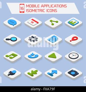 Mobile Anwendungen isometrische Symbole Stock Vektor