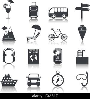 Schwarze Symbole Reiseset Stock Vektor