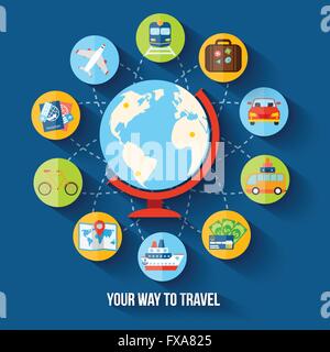 Flache Reisekonzept Stock Vektor
