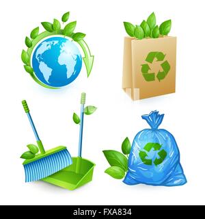 Ökologie und überflüssige Icons set Stock Vektor
