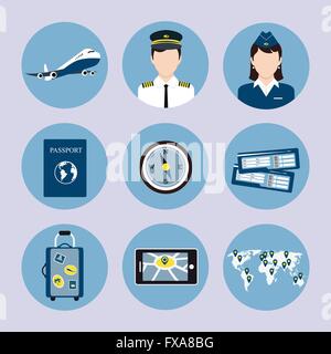 Airline Icons Set Stock Vektor