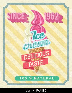 Poster mit Erdbeereis Stock Vektor