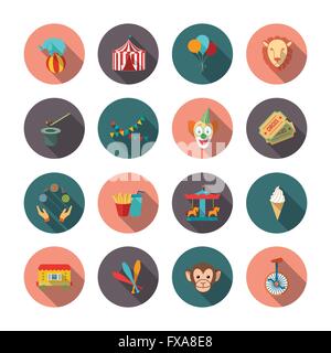 Reihe von Circus flache Icons Stock Vektor