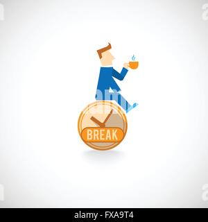 Kaffee Pause flache Symbol Stock Vektor