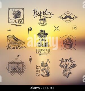 Satz von Hipster-Embleme Stock Vektor