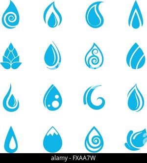 Blauen Wassertropfen Icons Stock Vektor