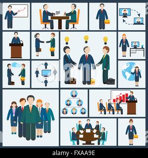 Treffen Icons set Stock Vektor