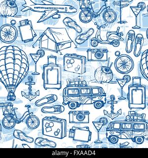 Reisen von Hand gezeichnete nahtlose Muster Stock Vektor