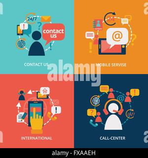 Kontaktieren Sie uns flach Stock Vektor